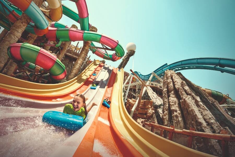 girl on flume at yas waterworld in abu dhabi