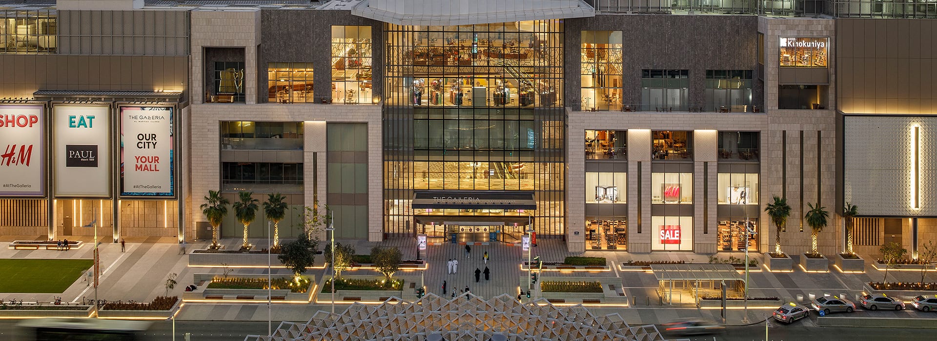 interior view of shoppers in a mall