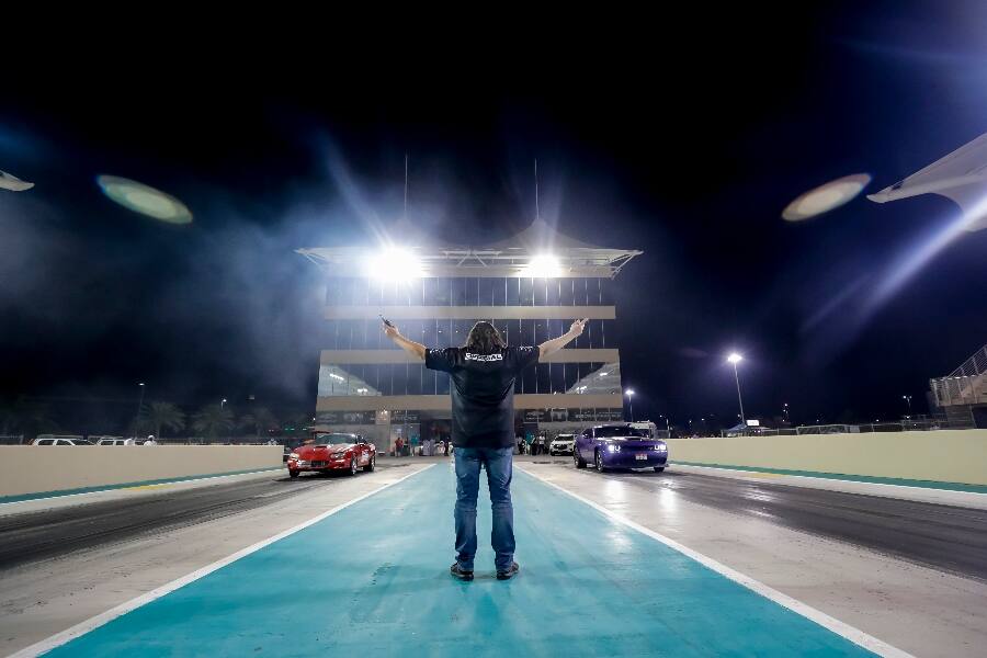 two cars drag racing 