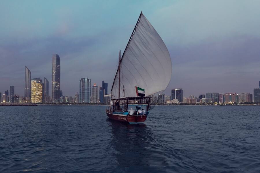 boat tour abu dhabi dhow vessel in evening
