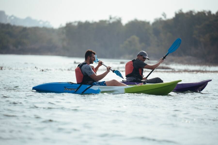 two people kayaking