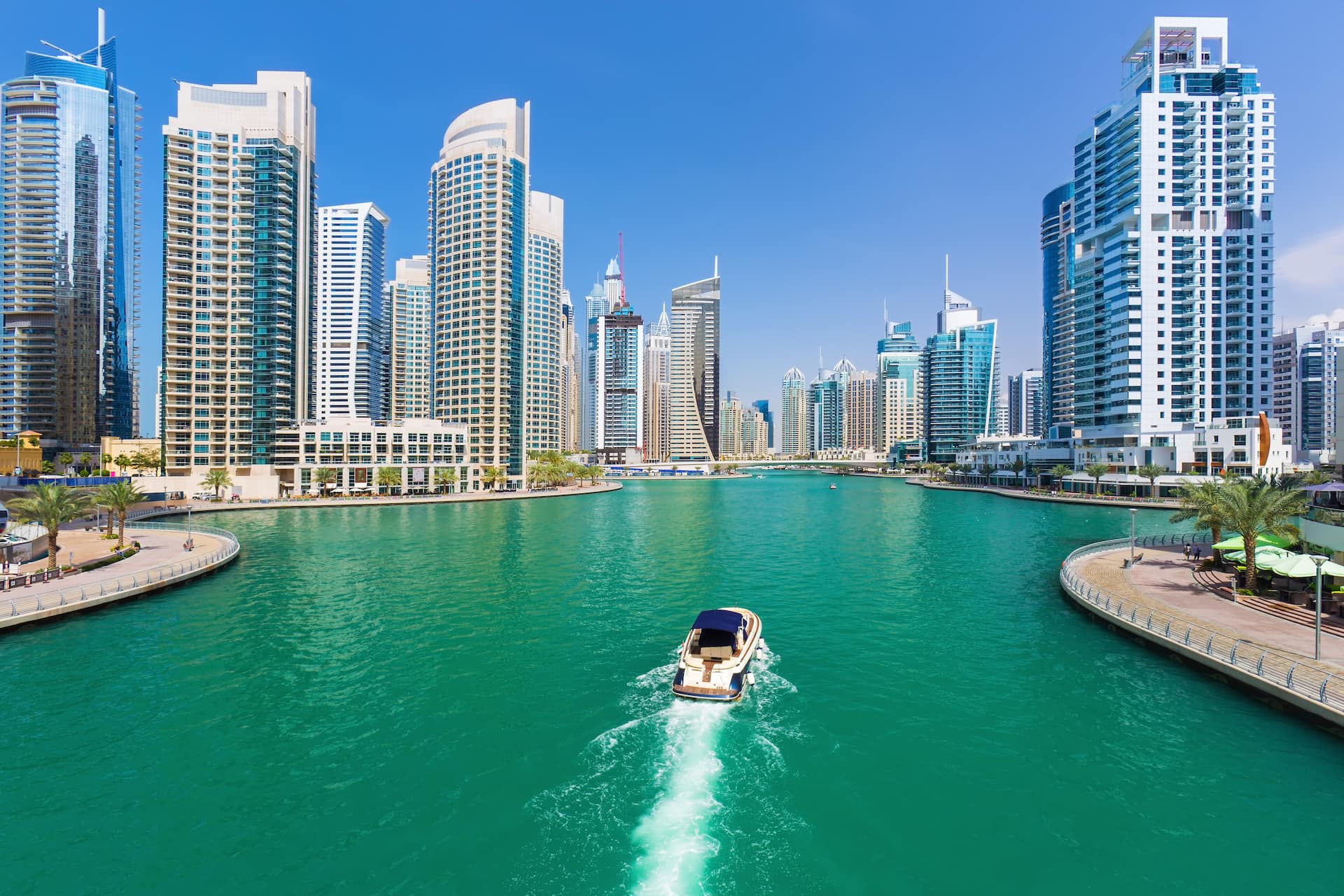 futuristic buildings in luxury dubai marina united arab emirates