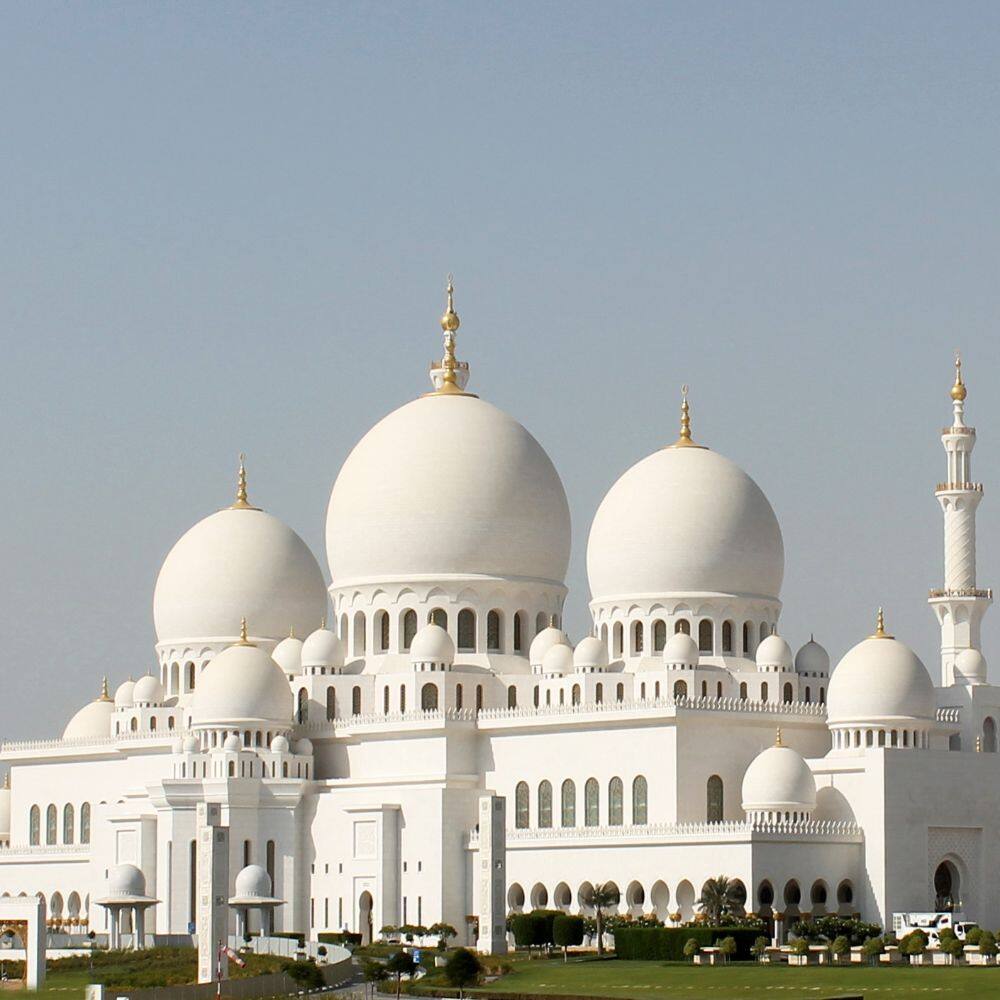 Exterior of the sheikh zayed grand mosque in the uae 