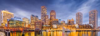 boston harbour skyline at night