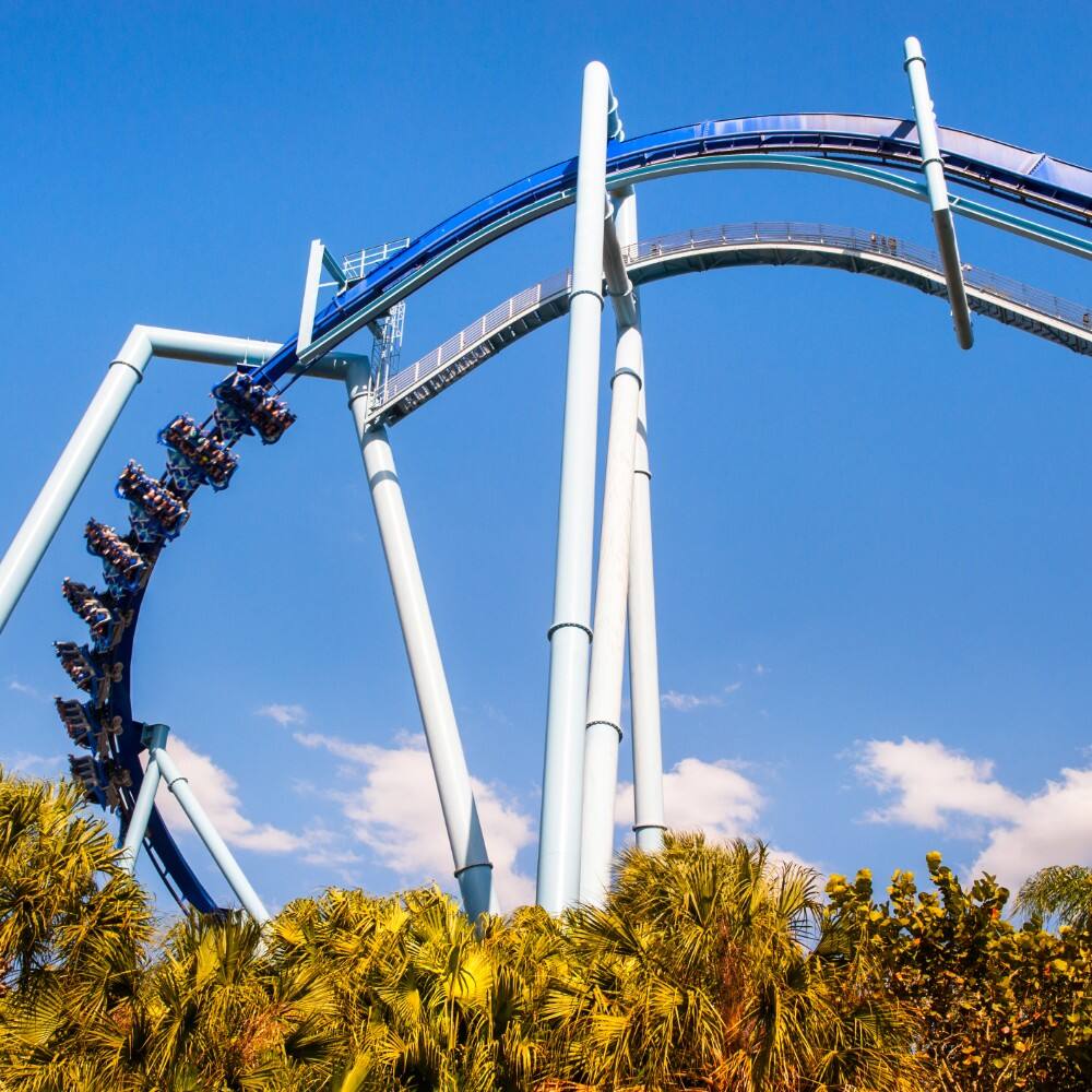 looking up at a rollercoaster usa