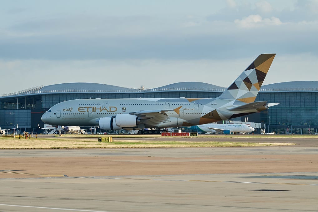 The superjumbo returns: Etihad Airways celebrates Airbus A380 inaugural flight from Abu Dhabi to London Heathrow