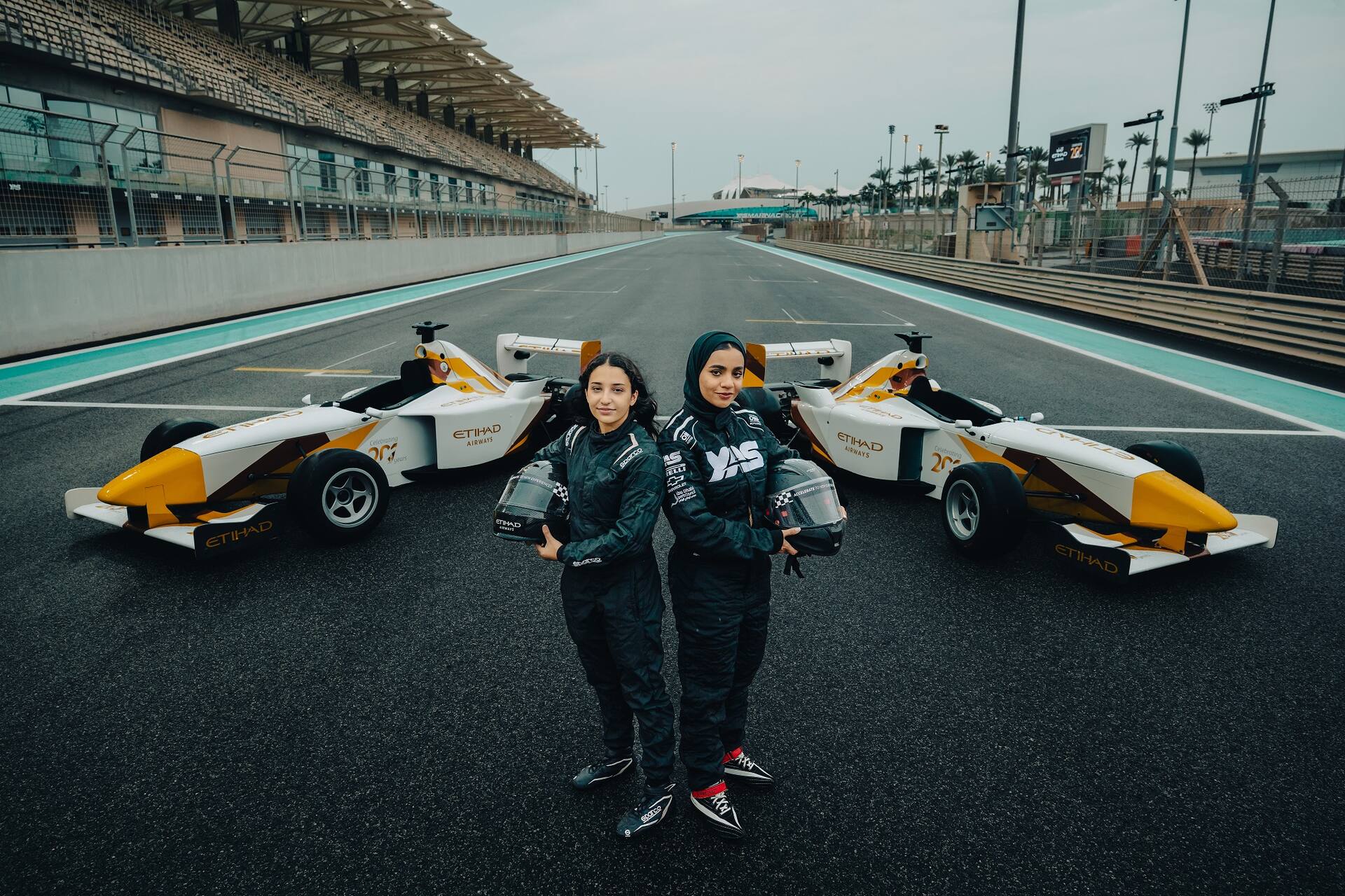 Two Emirati trailblazers take to the track ahead of Formula 1 Etihad Airways Abu Dhabi Grand Prix