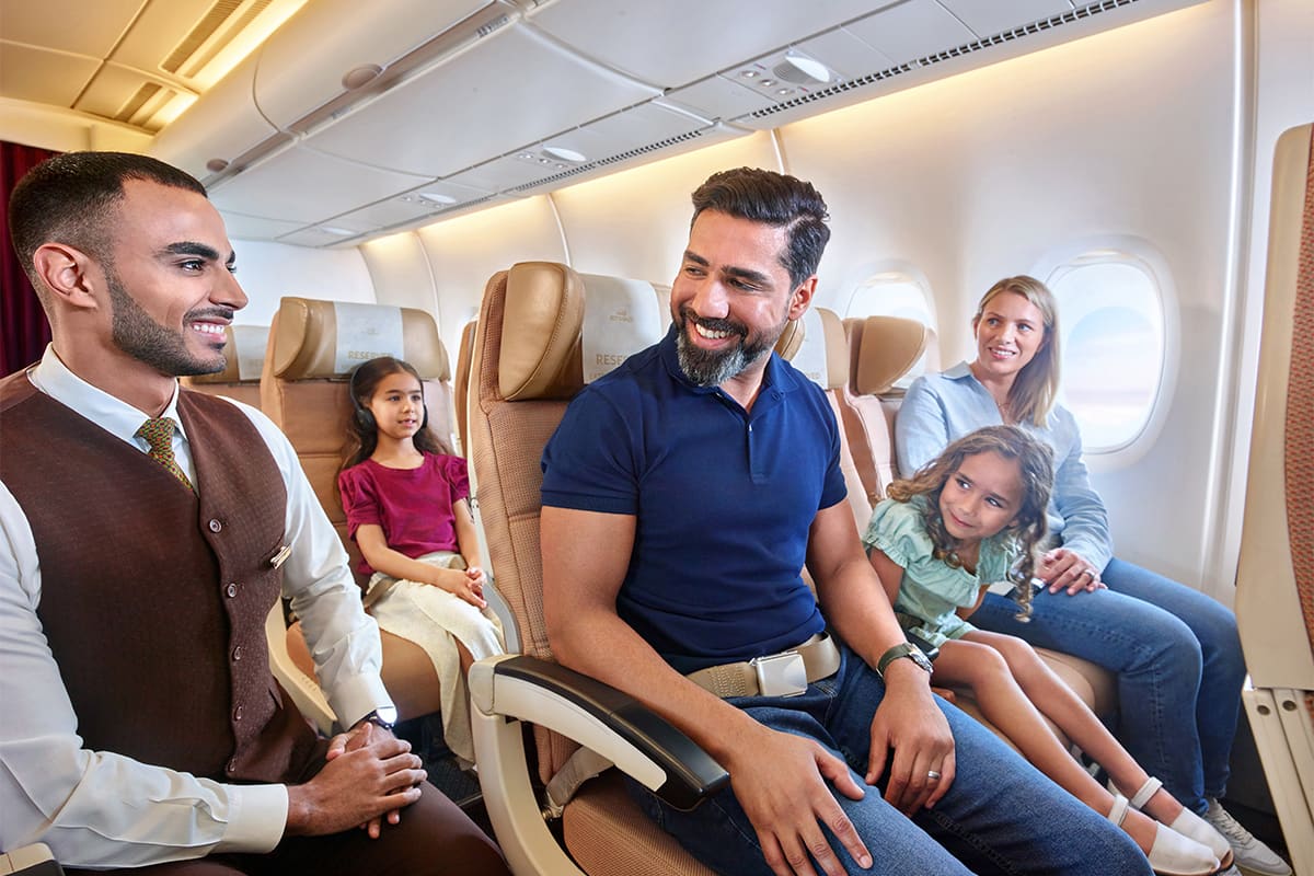 cabin crew with guest