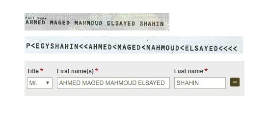 Screenshot of full name in one line