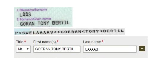 Screenshot of name format guideline for names with special characters